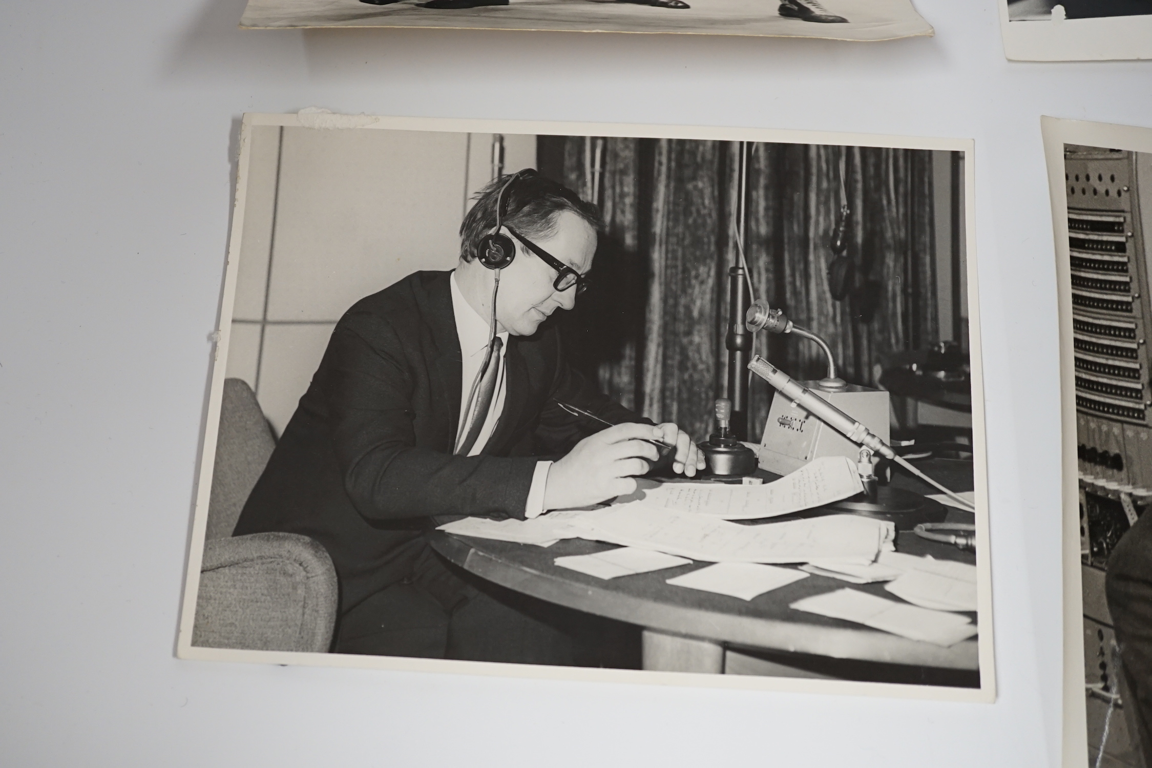 An archive of fifteen original black and white BBC publicity photographs from the collection of DJ Brian Matthew, showing Matthew with stars including; Petula Clark, Gary Marsden, George Harrison, Dusty Springfield, Moha